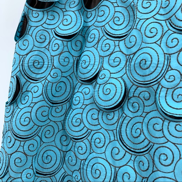 Sevier Skirts custom skirt, aqua and brown swirls with cutouts - Picture 7 of 8